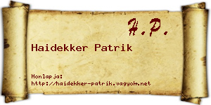 Haidekker Patrik névjegykártya